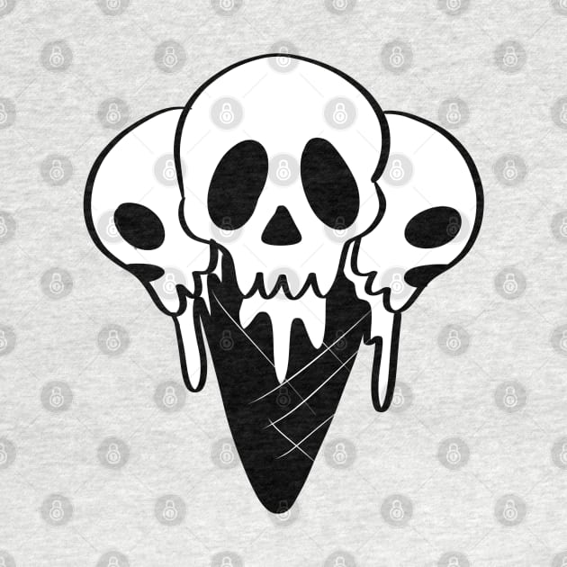 Scary sad melting ice cream skulls in the waffle by ISFdraw